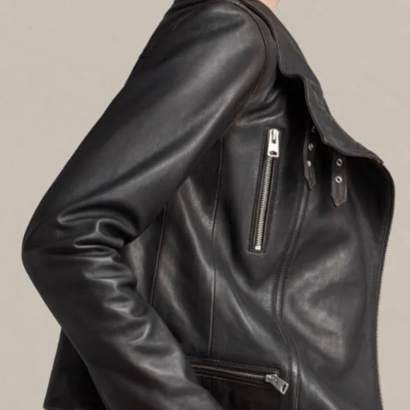 ALLSAINTS Leather Bales Moto Biker Jacket UK 8 / US 4 - Picture 8 of 13